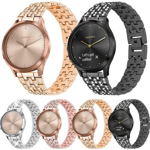 Stainless Steel Diamond Band for Garmin Watch Vivoactive 4 3 Bracelet Watchband Vivomove HR Active Smart Watch Strap 20mm 22mm