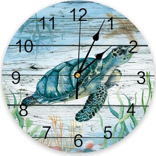 Marine Life Nautical Sea Turtle Clocks Modern Design Home Decor Wall Clocks For Living Room Kitchen Office Silent Wall-clock