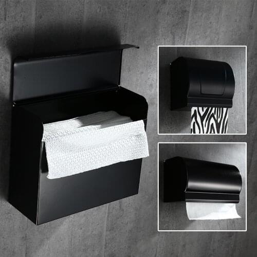 Toilet Paper Holder Black Finish Aluminum Bathroom Accessories Tissue Holder Toilet Paper Roll Holder With Phone Storage