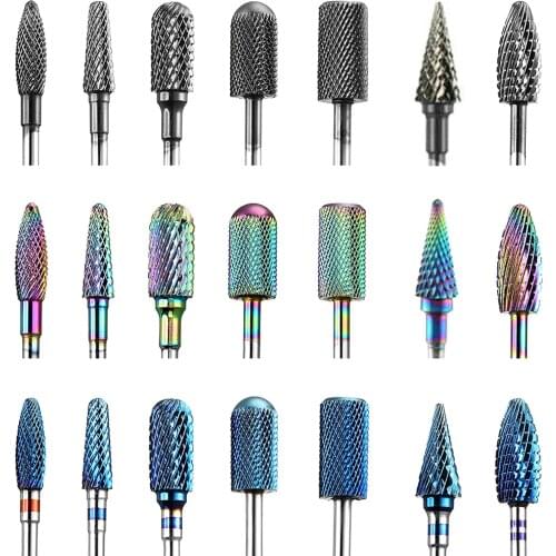 1PCS Rainbow Tungsten Nail Drill Bits Milling Cutter For Manicure Carbide Machine Accessories Rotary Electric Nail Files Tools