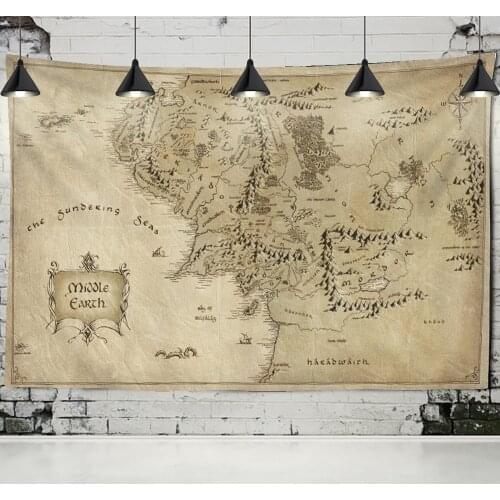 Antique Pirate Treasure Map Tapestry Wall Hanging Hippie Boho Decor Tapestry Golden Island Carpet College Dorm Decoration