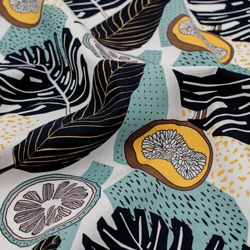 The Leaves Fruit Print Cotton Fabric For Dress Tissus Coton ImprimÉ Sewing Telas Algodon Estampadas Ткань Au MÈTre Tissu Tela