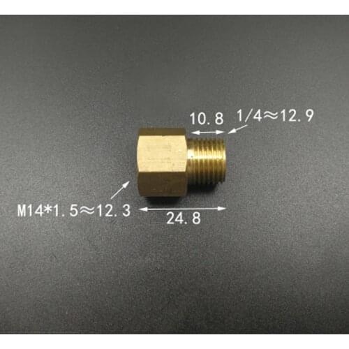 M14x1.5mm Female Turn DN8 1/4" BSPP Male Length 24.8mm Brass Connection Bushing Adapter Reducer Pipe Fitting Coupler