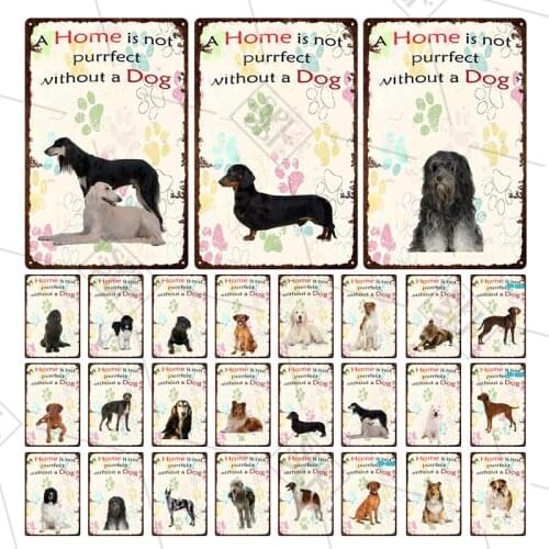 Different Dog Metal Signs Dachshund Border Shepherd Tin Plate Pet Shop Decoration Wall Stickers Vintage Animal Plaque Home Decor