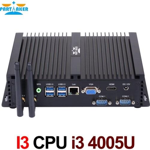 Fanless Barebone i3 Mini PC Win10 3 Years Warranty Industrial Computer Intel Core i3 4005U 4K HTPC TV Box DHL Free Shipping