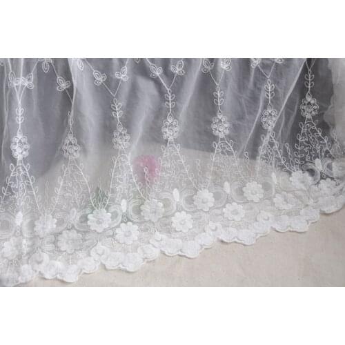 Milk white lace fabrics net yarn embroidery bilateral positioning diy 130cm garment skirt background curtain fabrics