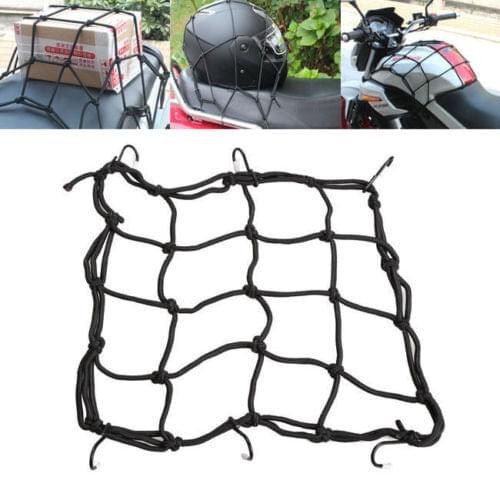 Motorcycle 6 Hooks Hold Down Fuel Tank Luggage Net Mesh Web Bungee Helmet Cargo Chopper Bobber Touring Custom