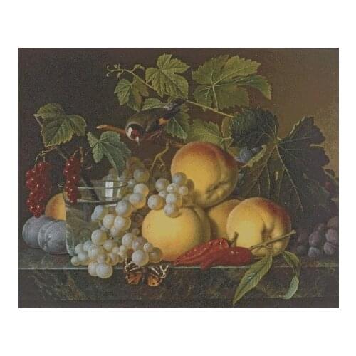 Still life Fruit Peach Grapes Needlework Crafts 14CT Unprinted Embroidery Quality Counted Cross Stitch Kits DIY Oil Painting Art
