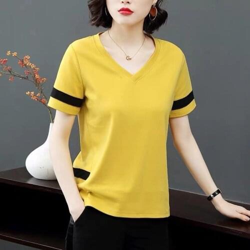 2020 New Summer Middle Aaged Women Cotton Solid O-Neck Blouse Tops Female Fashion Short Sleeve Slim Plus Size 4xl Shirt W74