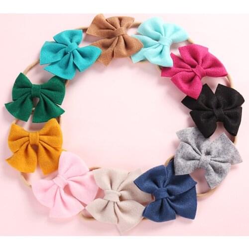Hand Tied Cotton Linen Hair Bow Nylon headband, School Girl Bow Headbands Hair Accessory