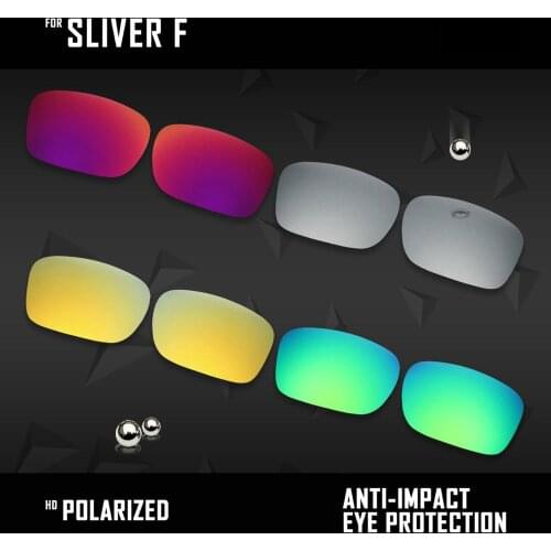 OOWLIT 4 Pairs Polarized Sunglasses Replacement Lenses for Oakley Sliver F OO9246-Silver & Midnight sun & Gold & Green