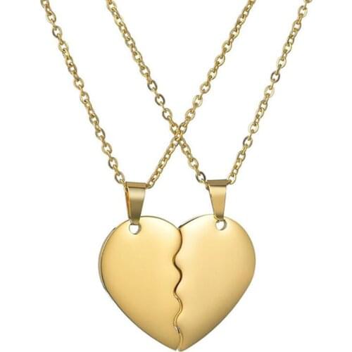 Stainless Steel Gold Heart Best Friend Jigsaw Puzzle Pendant Necklace Black Girl Boy Friends Puzzle Necklace Gift For Him