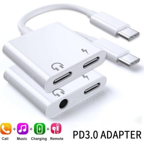 Type C To 3.5mm Earphone Jack Adapter 4 in 1 USB-C Charging Cable Aux Audio Headphone Connector Converter For 5G Huawei Samsung