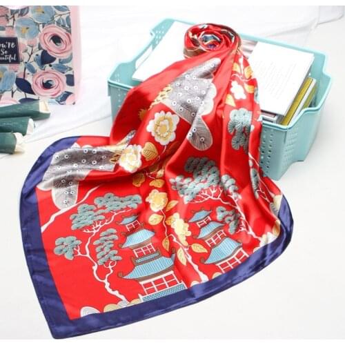 90*90cm Silk Tower Scarves Women Foulard Square Head Hijab Scarf Ladies Satiny Shawl wrap muffler pareo female hijab poncho