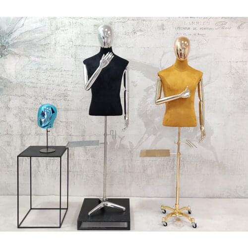 Movable Head Mle Half Bdy Mannequin With Base Holder Male Half Body Table Model Head Interchangeable