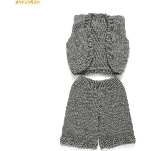 Hand Woven Baby Vest Grey 100 Days All Knitting Baby Photo Shoot New Photography 0 to 3 months baby