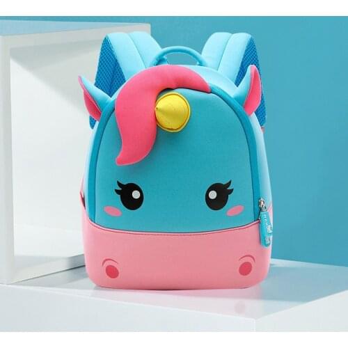 NOHOO Toddler Girl Backpack, 3D Mini Unicorn Cartoon Travel Pre School Bag for Girls Boys Kids 2-8 Years
