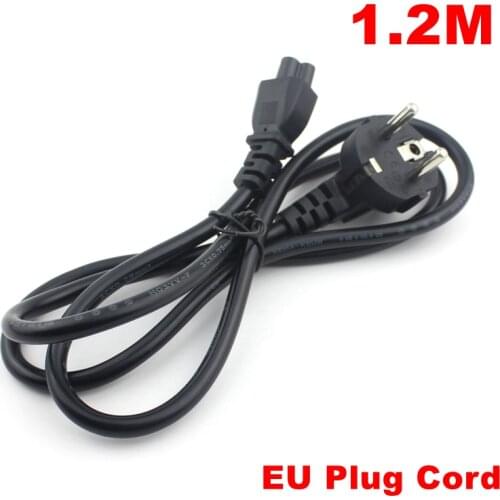 1.2M EU plug 3 Prong Power Cord Extension Wall Power Supply Cord Power Cable Ac Adapter Laptop Battery Charger For Notebook