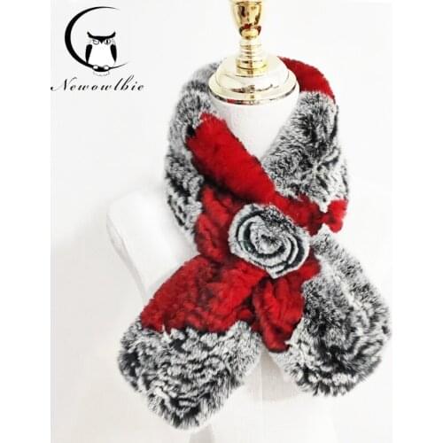 New Style Real Natural Rex Rabbit Fur Scarf Women Knitted Real Rabbit Fur Ring Scarf Hot Real Rex Rabbit Fur Scarves Shawl