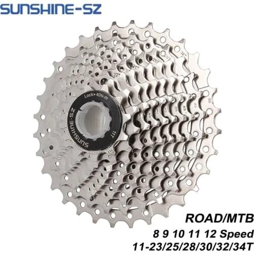 SUNSHINE-Cassette de bicicleta para SHIMANO, rueda libre, 8, 9, 10, 11, 12 velocidades, velocidad 11-23T/25T/28T/30T/32T/34T