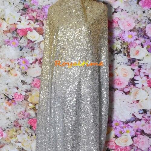 Royaltime 3MM Light Gold-Silver encryption sequin gradient mesh lace fabric Party Wedding Evening dresses fabric show cloth