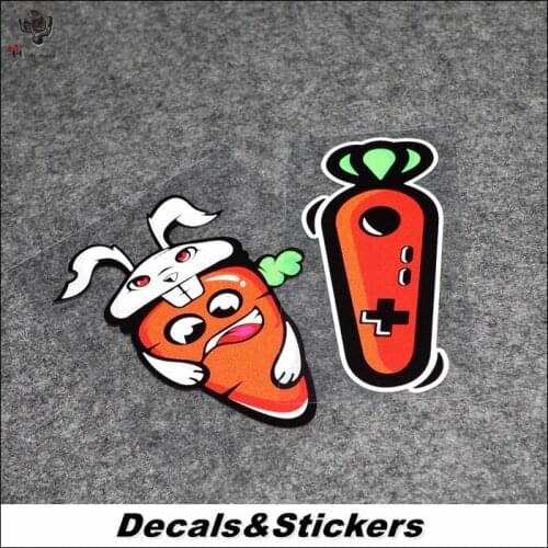 NO.L288 Funny Rabbit Carrot 3M Reflective Modified Stickers Car Glass Waterproof Decals Racing Motorcycle
