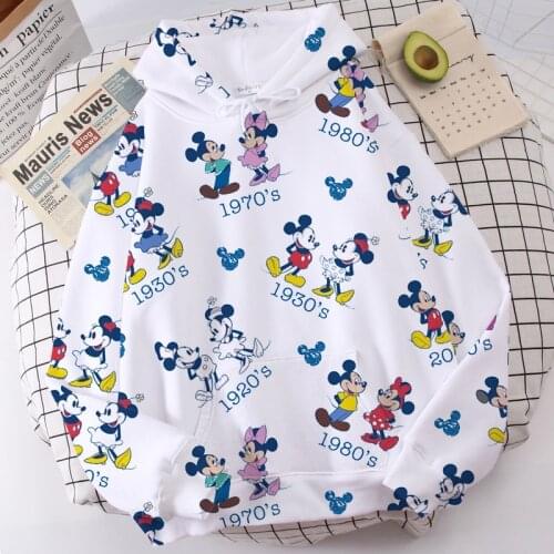 Disney Hoodie Mickey Minnie Mouse Sweatshirt Cartoon Top Long Sleeve Pocket Sweatshirt Fashion Pullover Oversized Men and Women