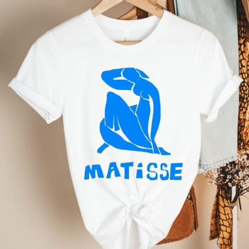 Harajuku Top Women T-shirt Casual French Matisse Print Ladies Basic O-collar Short Sleeved Women T-shirt Girl,Drop Ship