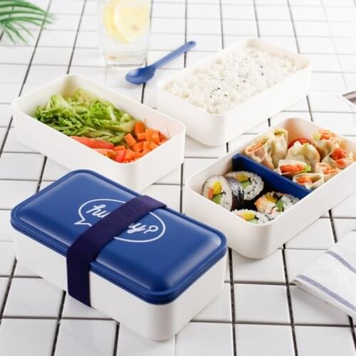 Janpanese Plastic Lunch Box Food Container for Kids School Picnic Food Storage Box Microwave Lunch box Dinnerware With Spoon