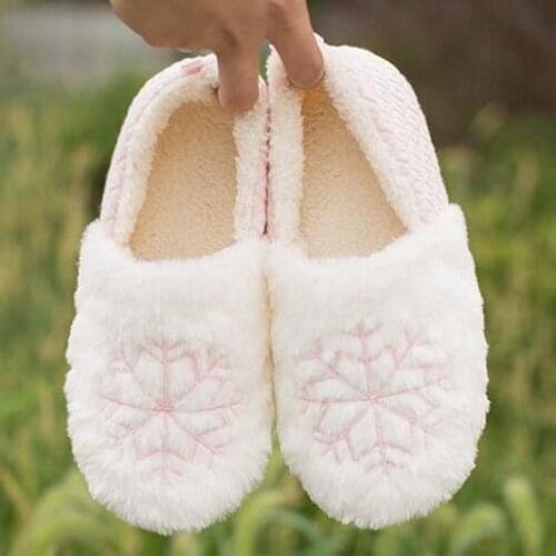 Winter Womens Cotton Slippers Soft-soled Indoor Fur Shoes Woman for Winter Warm Plush Non-slip Comfort Home Floor Ladies Boots
