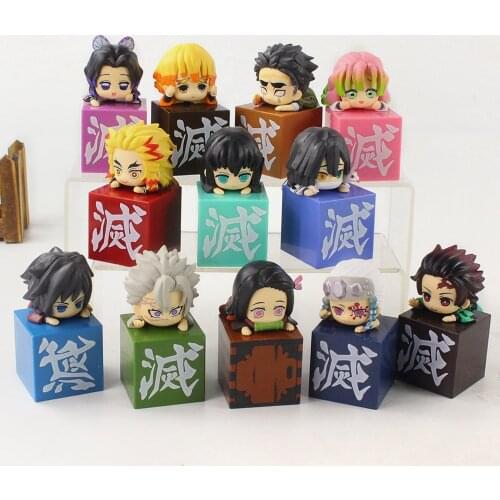 12pcs/set 10cm Demon Slayer Kimetsu no Yaiba Mini Figure Toys Tanjirou Zenitsu Nezuko Kochou Giyuu Shinobu PVC Decoration Doll