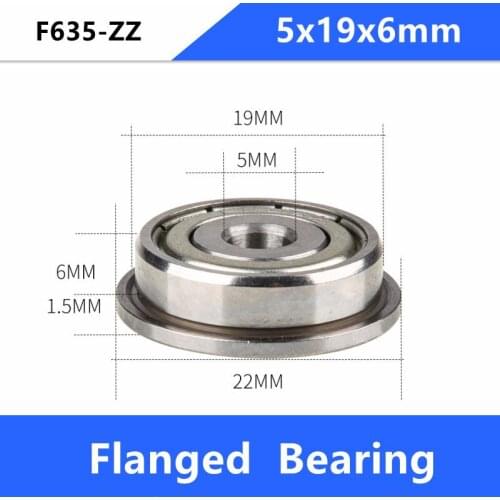 20pcs/50pcs/100pcs F635ZZ F635-ZZ Z F635Z 5x19x6 mm miniature shielded flange deep groove ball bearing F635-2Z 5*19*6