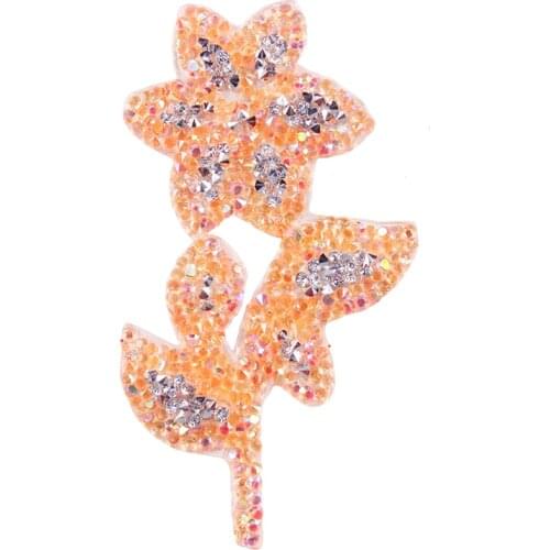 20piece Flower Design Crystal Hot Fix Motif Rhinestones Iron on Applique Heat Transfer Patches Stickers for Kids Clothes T2388