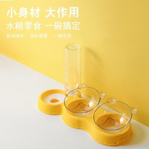 2021 Cat Water-proof Mouth Dual-use Three-bowl Automatic Drinking Bowl Anti-overturning Pet Dog Bowl Cat Bowl