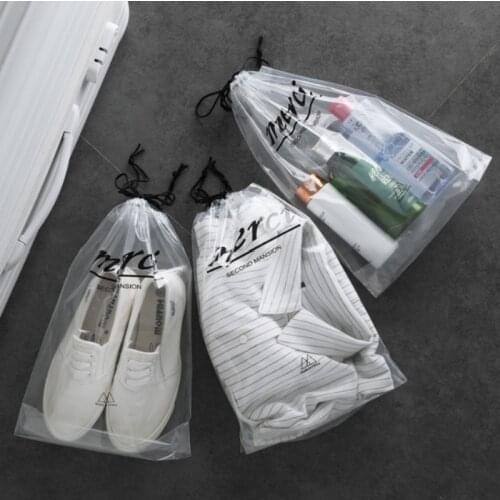 5pcs/set Transparent Cosmetic Bag Travel Shoe Clothes Drawstring Bag Toiletry Wash Beauty Kit Organizer Travel Storage Pouch