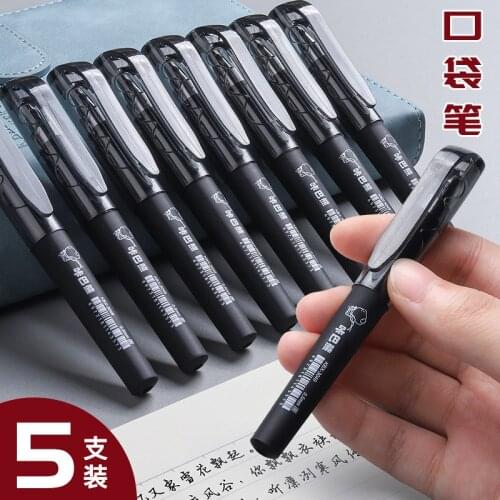 5 Pcs/lot Pocket Pen Short Portable Small Ultra Short Mini Gel Pen Black 0.5 Bullet Cute Stationary Supplies Stationery Pens