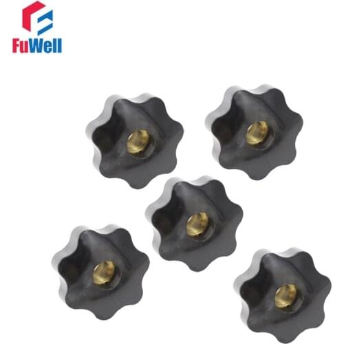 5pcs M10 x 40mm Female Thread Clamping Knob 10mm Thread 40mm Head Diameter 7 Star Sharped Through Hole Star Nut Knobs