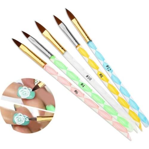 5Pcs Nail Art Brush Tools Set Acrylic UV Gel Builder Painting Drawing Brushes Pens Cuticle Pusher Tool Colorful