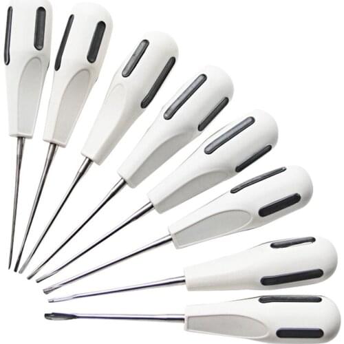 8Pcs Stainless Steel Luxating Lift Elevators Clareador Curved Root Dentist Instrument With Plastic Handle
