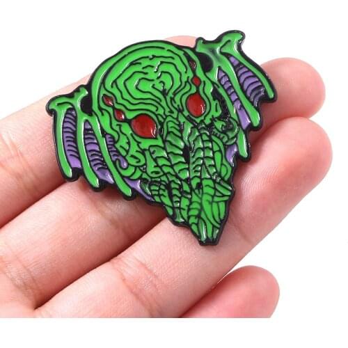 Cthulhu Mythos Brooches Horror Story The call of cthulhu Daimon Mask Badge Pins For Women Men Lapel Denim Shirt bags Hat Gifts