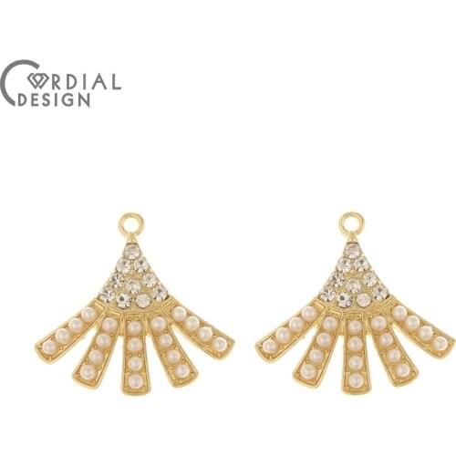 Cordial Design 50Pcs 24*26MM Jewelry Accessories/DIY/Rhinestone Pendant/Leaf Shape/Imitation Pearl/Jewelry Findings & Components