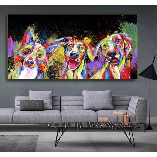 Color Graffiti Animal Dog Elephant Mural Poster Home Interior Space Childrens Room Bedroom Wall Decoration Canvas Art No Frame