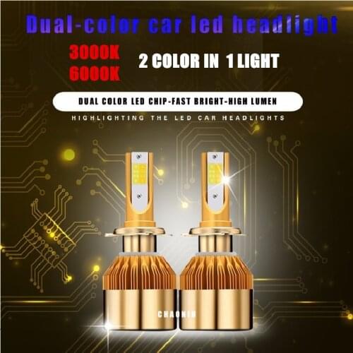 New! dual color 3000k 6000K H4 H7 H11 H1 H13 H3 9005 9006 9012 COB LED Car Headlight Bulb Hi-Lo Beam 38w Auto HB3 HB4 headlight