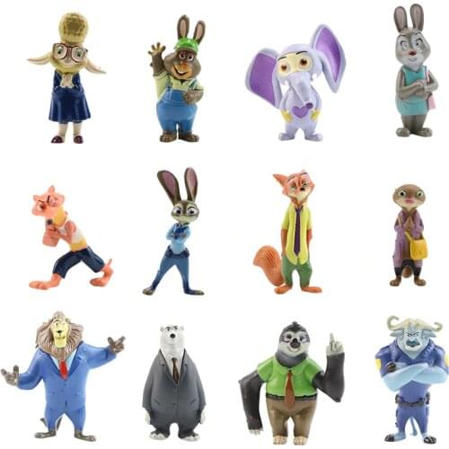 12pcs Disney Pixar Zootopia Zootropolis Toy Action Figure Judy Hopps Nick Wilde Fox Rabbit Anime Cosplay toy for children Gift