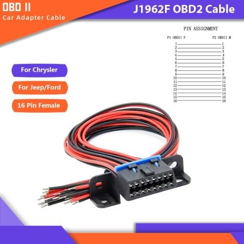 High Quality J1962F OBD2 16 Pin Female Connector with full cables