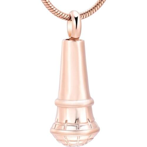 K11727 Unique Microphone Cremation Jewelry for Ashes Pendant Stainless Steel Memorial Keepsake Necklace Holder Urn for Pet/Human