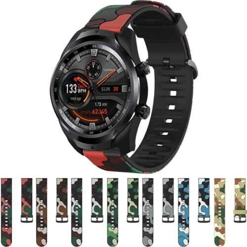 Camouflage Silicone Strap For Ticwatch Pro 3/Pro 2020 Smart Watch Band Replacement Bracelet 22MM Straps For Ticwatch GTX Correa