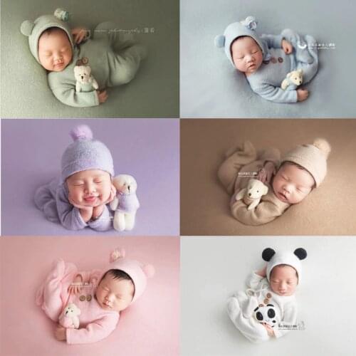 Newborn Photography Props Baby Outfits Rompers Newborn Hat Baby Doll Props 3pcs/set