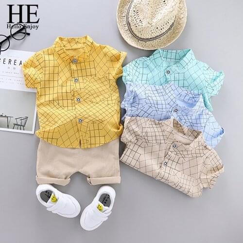 HE Hello Enjoy Baby Boy Clothing Set Children Clothes Summer New 2020 Boys Short Sleeve Shirt + Shorts Two-piece Casual Suit 1-4