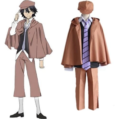 Bungo Stray Dogs Edogawa Rampo Cosplay Costume Anime Uniform Coat Shirt Pants Tie Outfit Halloween Party Cosplay Wig For Unisex
